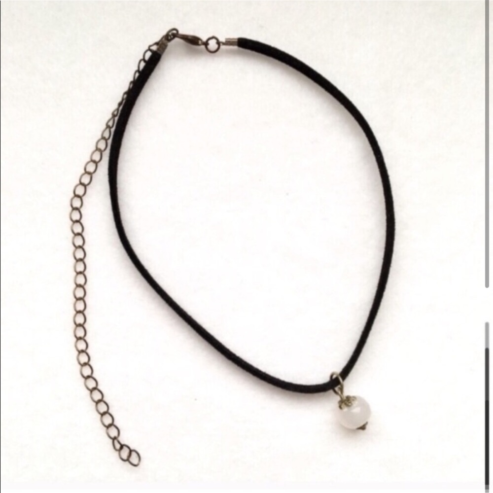 Vintage Bead Charm Black Suede Adjustable Choker